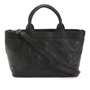 🖤🔹️ IO PELLE🔹️ Italy 3D Skull Made In Italy Tote Bag Black Skull Embossed